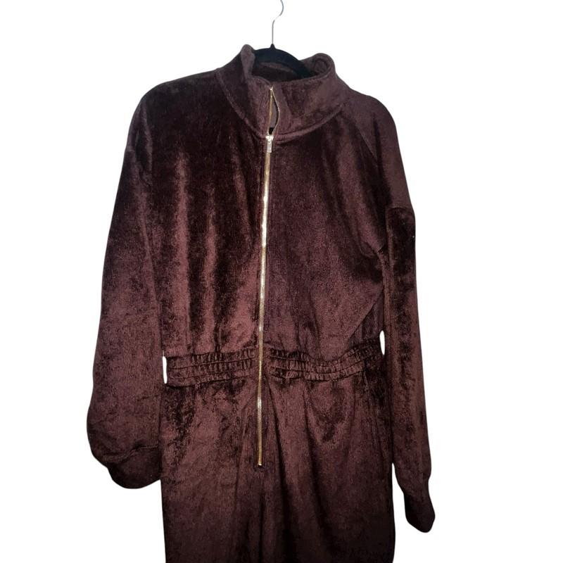 Fabletics Cozy Cord Brown Women's Soft Lounge Comfort Jumpsuit Size XL