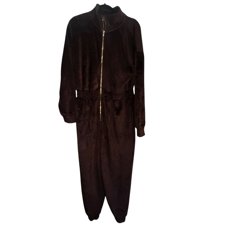 Fabletics Cozy Cord Brown Women's Soft Lounge Comfort Jumpsuit Size XL