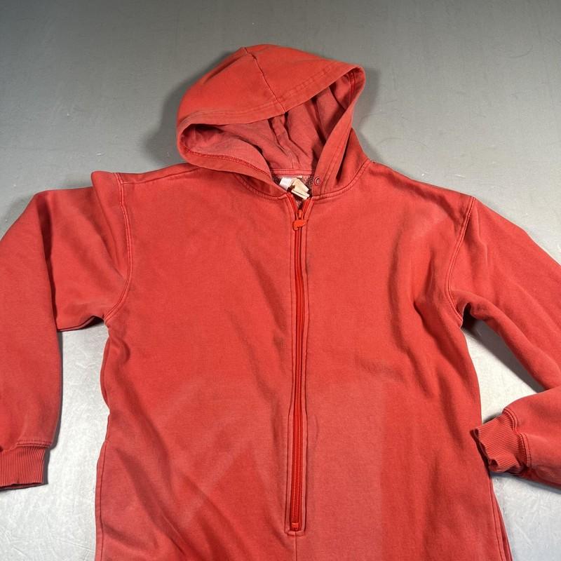 Fabletics Jumpsuit Womens M Red Fleece One-piece Hoodie Full Zip Lounge Logo