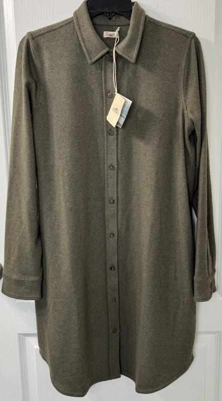 Faherty Brand Women’s Medium Legend Sweater Dress Olive Melange NWT