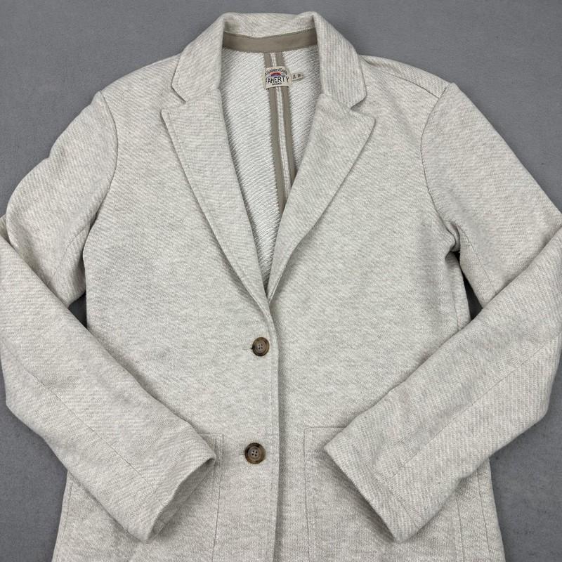 Faherty Knit Blazer Womens XS Oatmeal Heather Two Button Sweater Jacket Casual