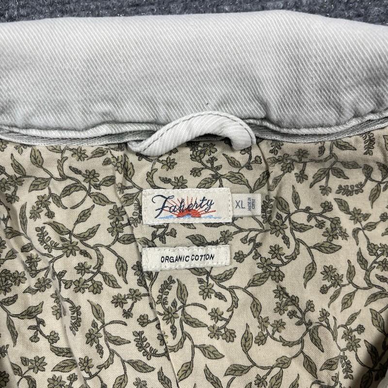 FAHERTY Organic Cotton Twill Denim Overalls Washed Light Gray Size XL 0630