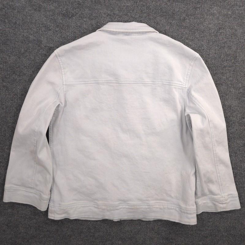 Faherty Sunwashed Denim Chore Jacket Womens M White Blue Organic Cotton Outdoor