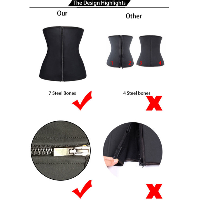 Fajas Colombianas Zip Latex Rubber Waist Trainer Weight Loss Slim Corset Cincher