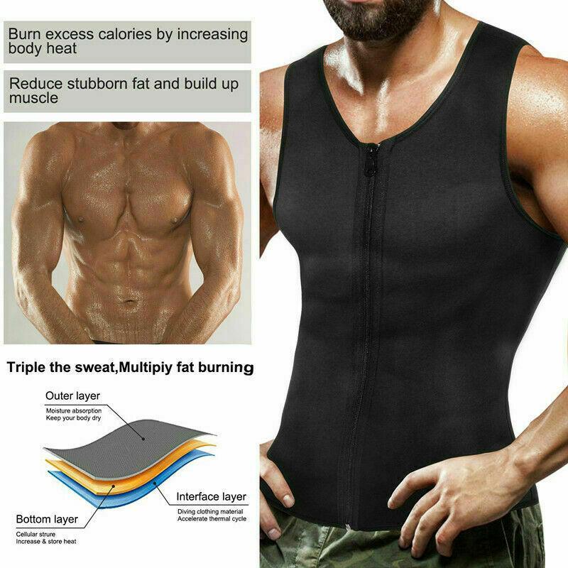 Fajas Para Hombres Reductora Men Sweat Shaper Sauna Chaleco Gym Abdomen Control