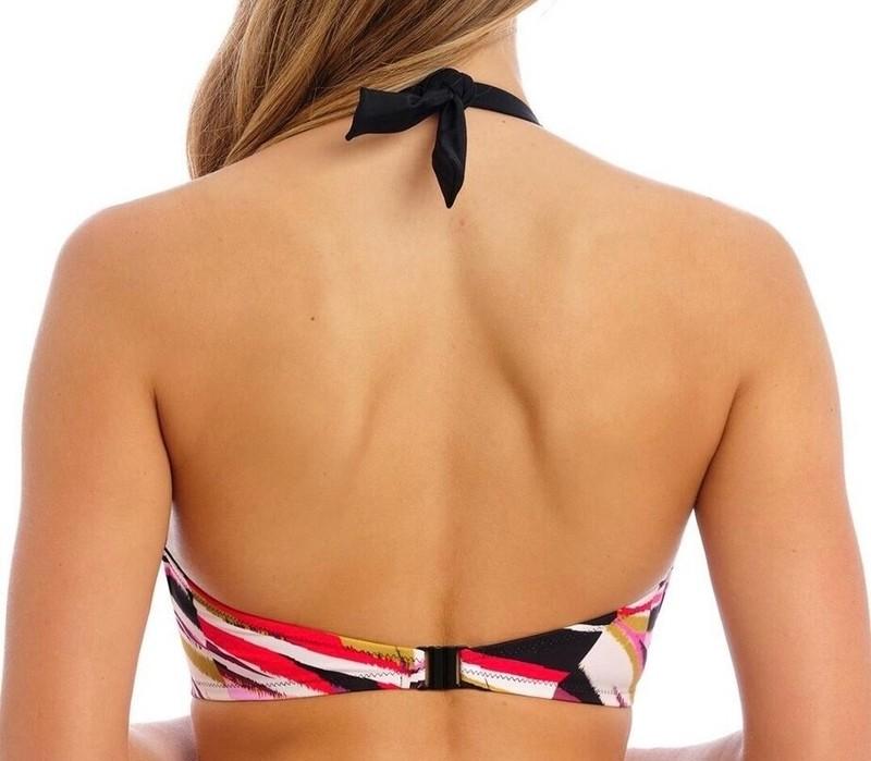 Fantasie Sanoa Island Bikini Top Black Multi Size 36DD Plunge Halter Neck 503004