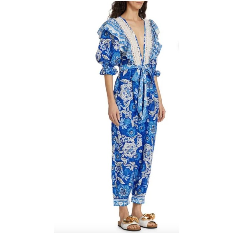 Farm Rio Full Of Flowers Ruffle Jumpsuit