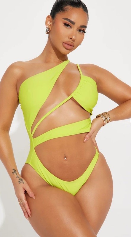 Fashion Nova I'm The View 1 Piece Swimsuit - Lime Size Small NWT