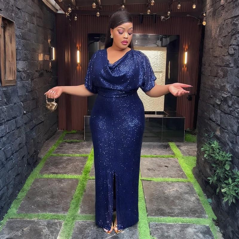 Fashion Women Evening Maxi Dress Sequin Party Formal Prom Elegant Gown Plus Size
