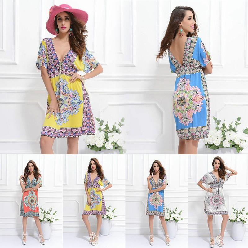 Fashion Women Summer Mature & Retro Sleeveless Beach Boho Maxi Sundress US FAST