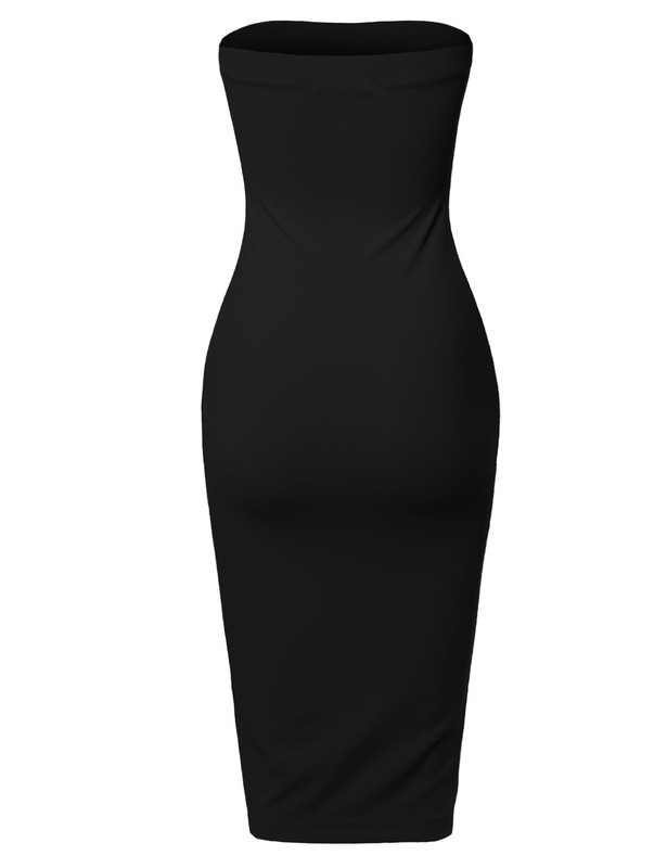 FashionOutfit Women's Scuba Crepe Tube Top Body-Con Midi Dress In Various Colors