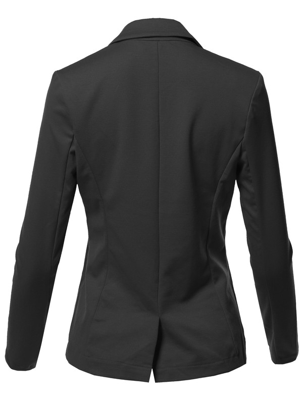 FashionOutfit Women's Solid Formal Single Button Up Long Sleeve Blazer Jacket