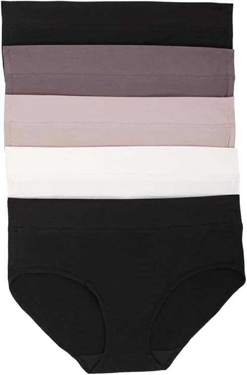 Felina Women's 5-Pack Pima Cotton Wide Waistband Hipster Multicolor Size S