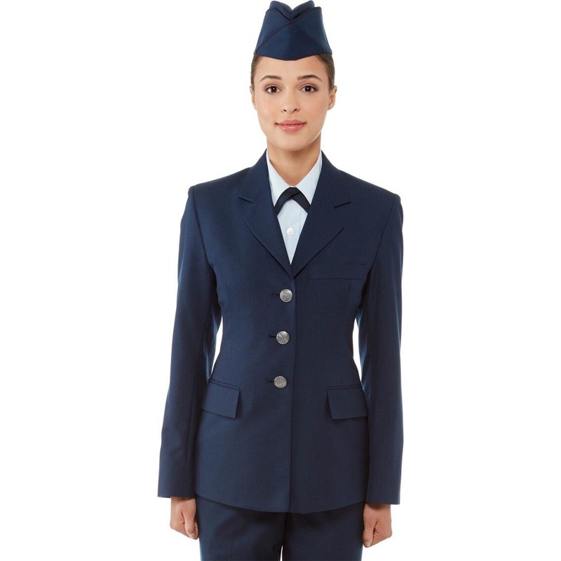 FEMALE WOMEN’S AIR FORCE USAF CAP ENLISTED BLUE SERVICE DRESS COAT JACKET 6-16