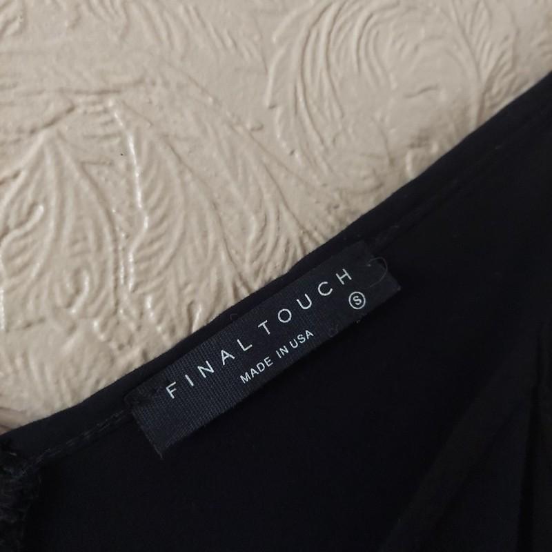 Final Touch Black Flowy Wide Leg Crop Jumpsuit Spaghetti Strap Pockets Sz Small