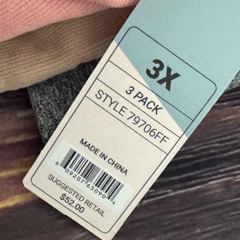 FITWELL Womens 3 Pack Comfort Bra Plus Size 3X Solid Color Removable Pads