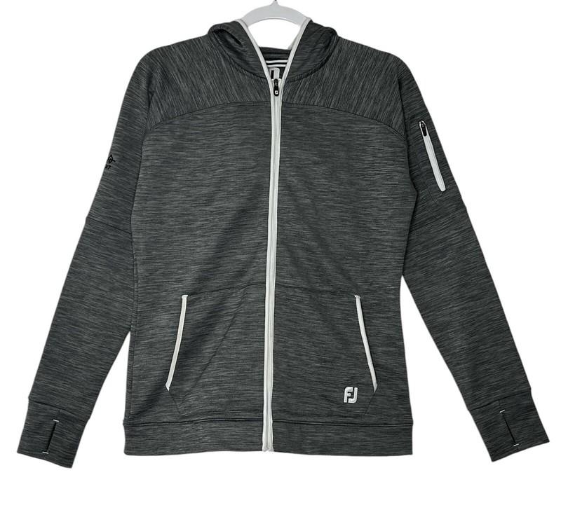 FJ Footjoy Jacket Women Medium Gray Stretch Golf Zip Up Workout Athleisure