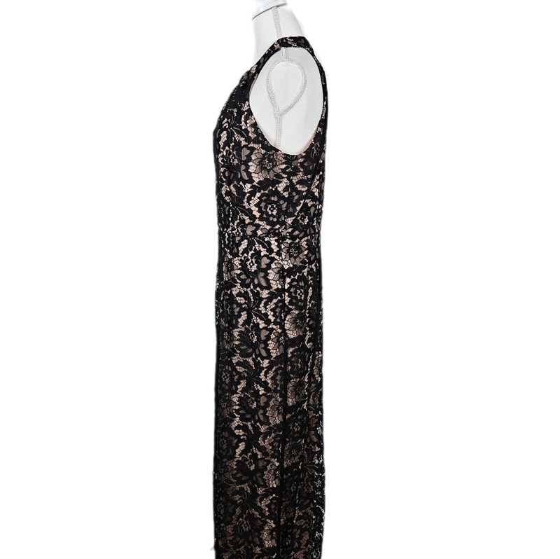 Flawed Julia Jordan Floral Lace Halter Jumpsuit Black Nude Sz 14 Wide Leg Formal