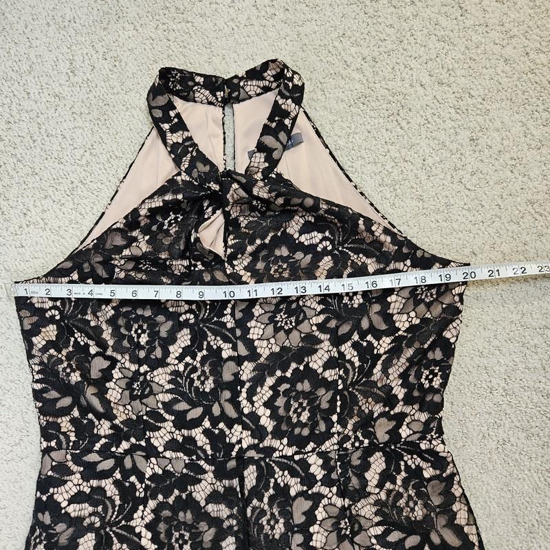 Flawed Julia Jordan Floral Lace Halter Jumpsuit Black Nude Sz 14 Wide Leg Formal