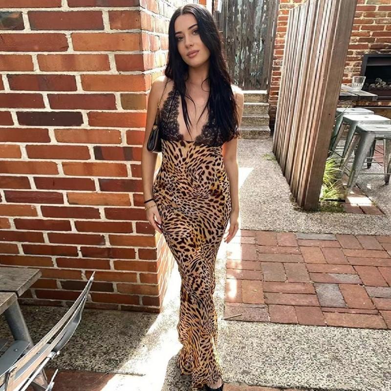 Floral Lace Rat Boa Similar Style Tie Dye Long Slip Dress Adjustable Straps