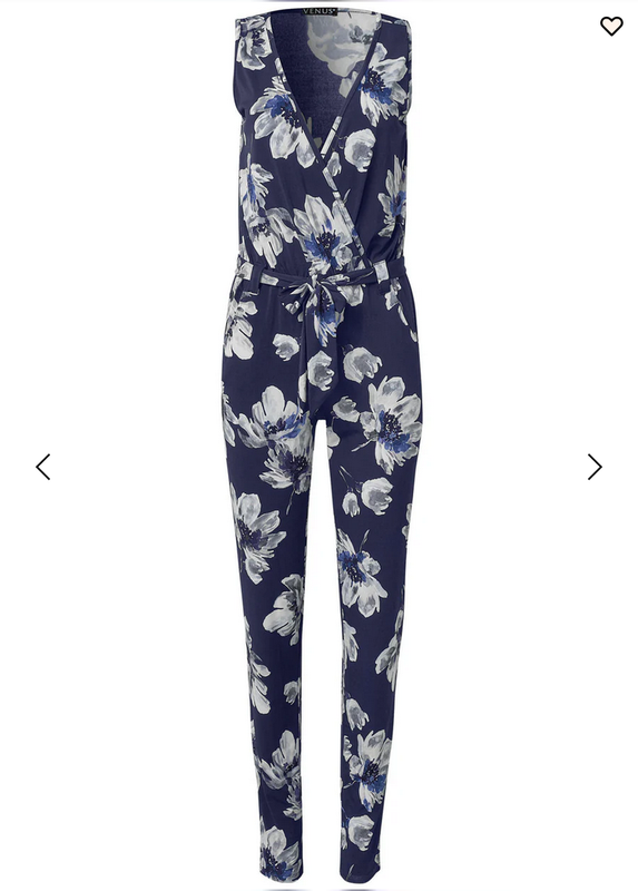 Floral Print Jumpsuit V-neck Featuring A Self Tie Waist And Front Pockets