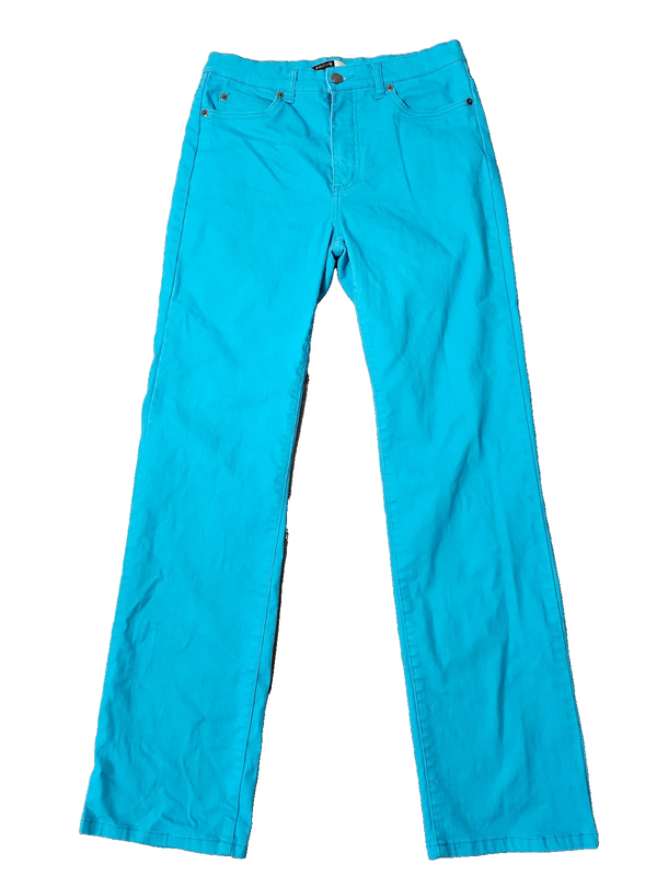 Focus Lifestyle Women's 8 Bright Blue Straight Leg Jeans 5 Pocket Style Stretch