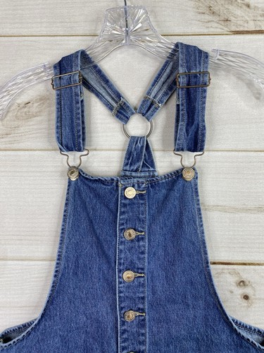 FOREVER 21 Denim Jumper Dress Womens M Blue Jean Button Front Halter Back Y2K