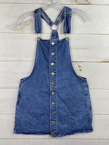 FOREVER 21 Denim Jumper Dress Womens M Blue Jean Button Front Halter Back Y2K