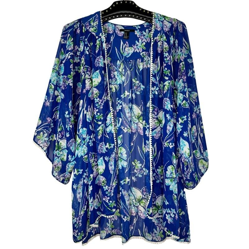 Forever 21 Floral Open Front Beach Cover Up Kimono Medium