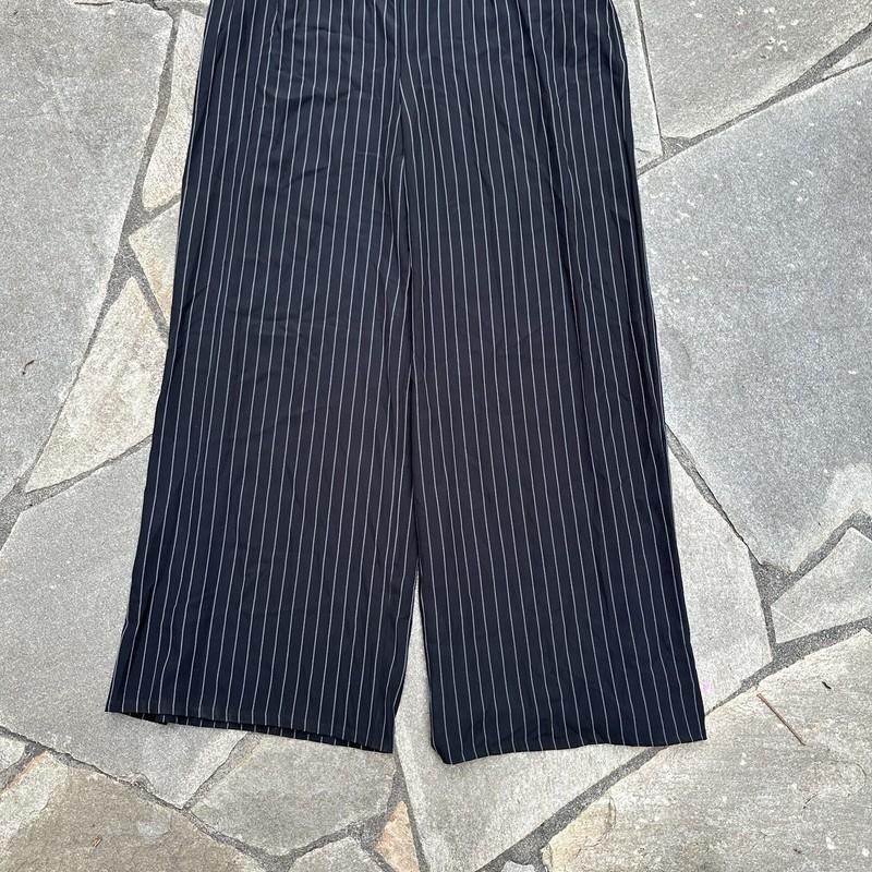 Forever 21 Jumpsuit Plus 1X Black White Pinstripe Wide Leg Office To Evening