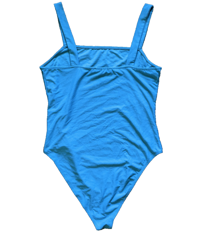Forever 21 One Piece Swimsuit Blue Large Stretch Polyester