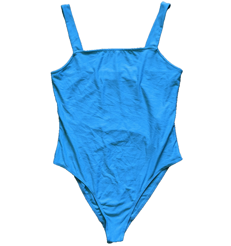 Forever 21 One Piece Swimsuit Blue Large Stretch Polyester