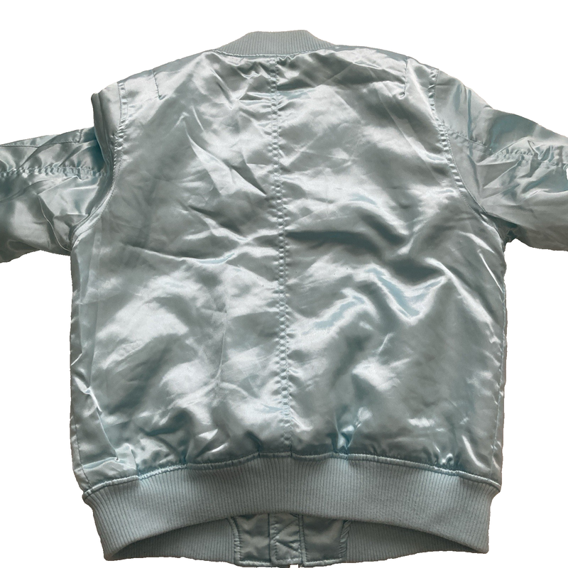 Forever 21 Satin Jacket Size Medium Aqua Blue Puffy Jacket