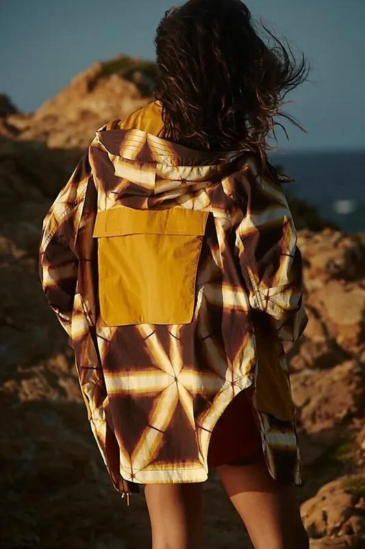 FP Movement Medium Singin' In The Rain Printed Packable Jacket Golden Shibori