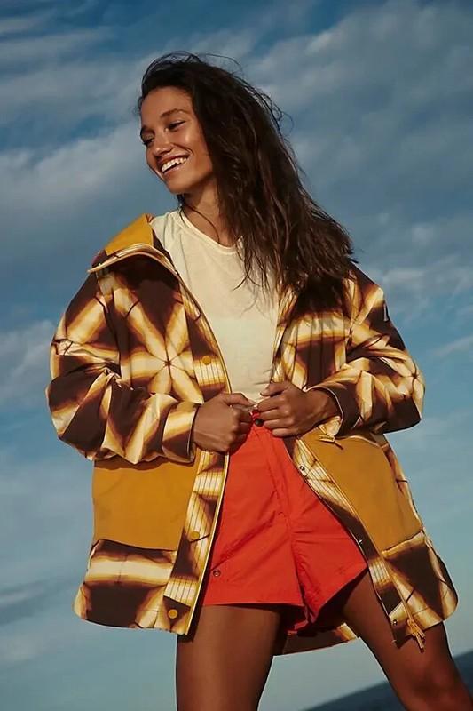 FP Movement Medium Singin' In The Rain Printed Packable Jacket Golden Shibori