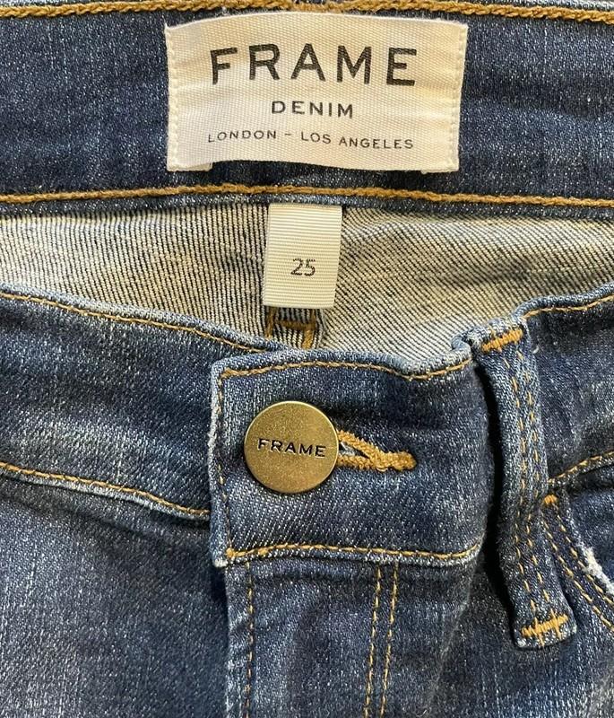 Frame Denim Le Skinny De Jeanne Distressed Raw Hem Jeans Size 25 York Wash