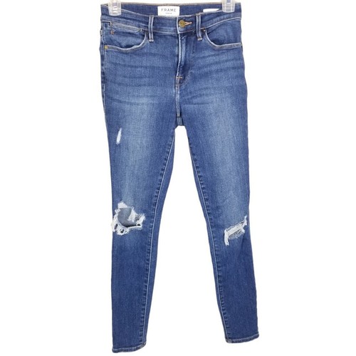 FRAME Jeans Skinny Jeans Distressed Jeans Women 26 Blue Dark Wash Jeans Womens