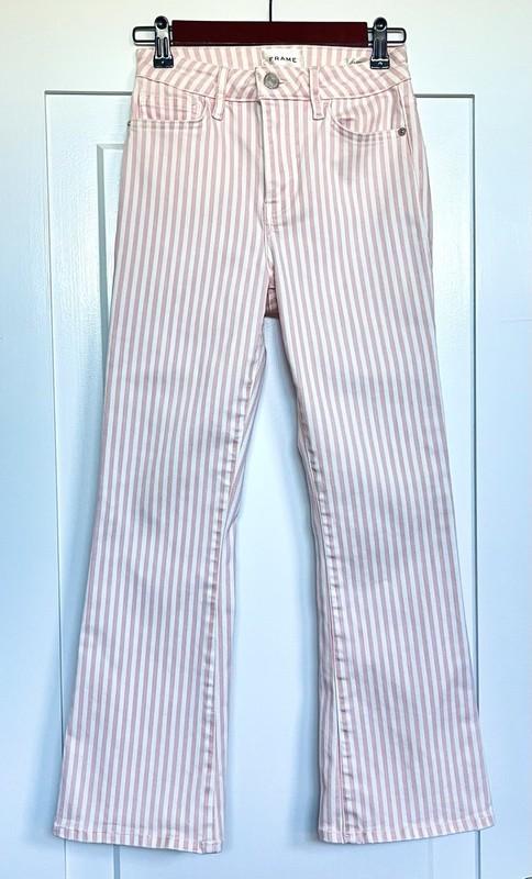 FRAME Le Crop Mini Boot Size 25 Dusty Pink Stripe