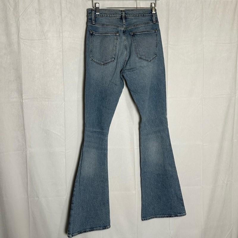 Frame Le High Flare Lightly Distressed Denim Blue Jeans Size 27