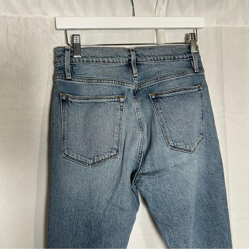 Frame Le High Flare Lightly Distressed Denim Blue Jeans Size 27
