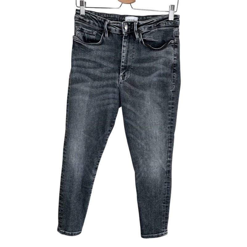 Frame Le One High Waist Crop Skinny Jeans In Hughes Size 2 Gray Denim