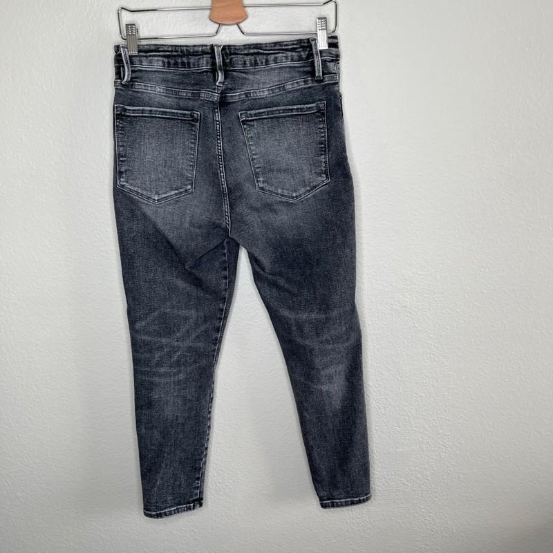 Frame Le One High Waist Crop Skinny Jeans In Hughes Size 2 Gray Denim