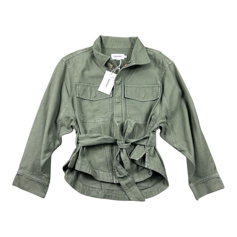 FRAME Women’s Green Twisted Shirt Jacket Size Small NWT 375$