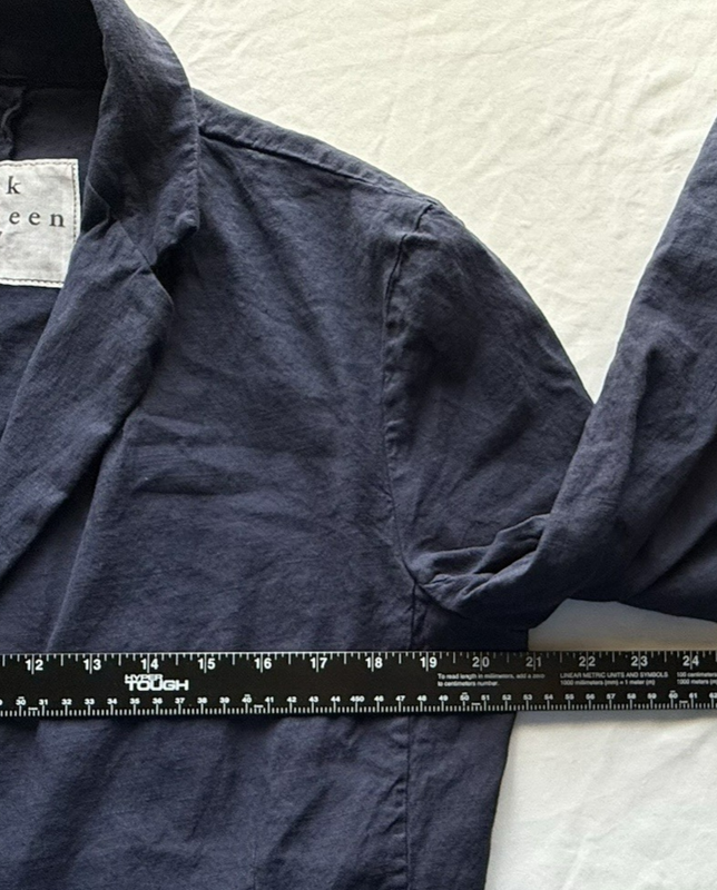 Frank & Eileen Dublin Women's XL Navy Open Front Blazer Cotton/Flax