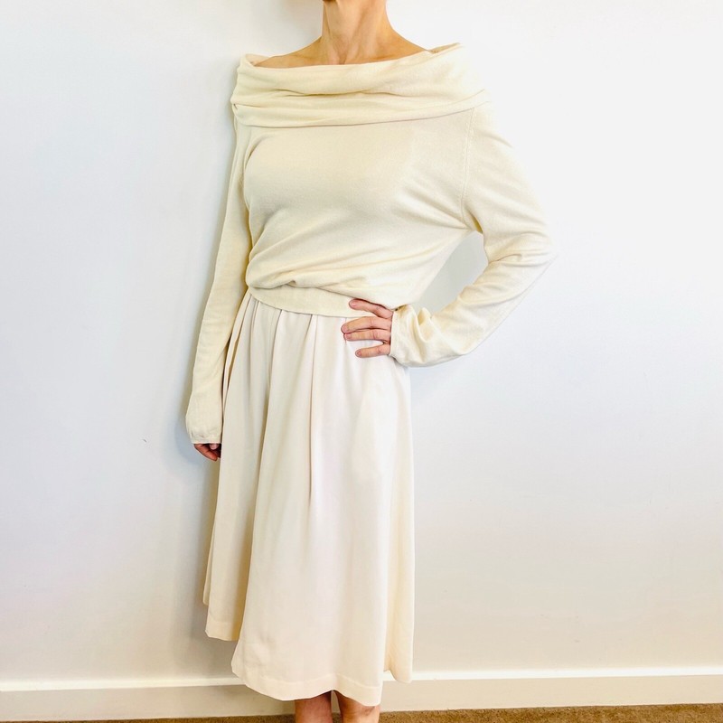 Fray I.D Size 1 (8 10) Cream Off White Cashmere Blend Off The Shoulder Playsuit
