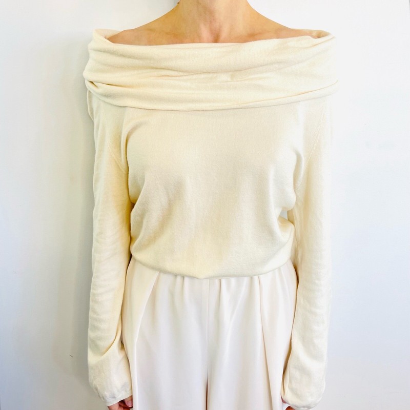Fray I.D Size 1 (8 10) Cream Off White Cashmere Blend Off The Shoulder Playsuit