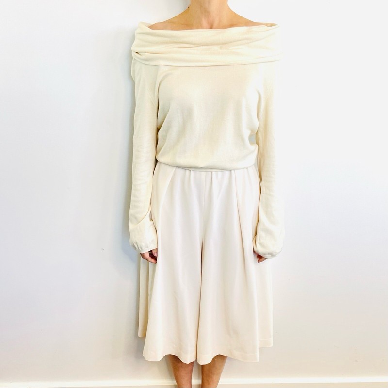 Fray I.D Size 1 (8 10) Cream Off White Cashmere Blend Off The Shoulder Playsuit