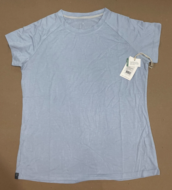 Free Fly Women's Bamboo Lightweight Short Sleeve Tee Blue Mist T-Shirt NWT NEW