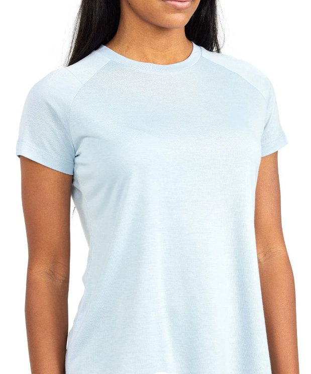 Free Fly Women's Bamboo Lightweight Short Sleeve Tee Blue Mist T-Shirt NWT NEW