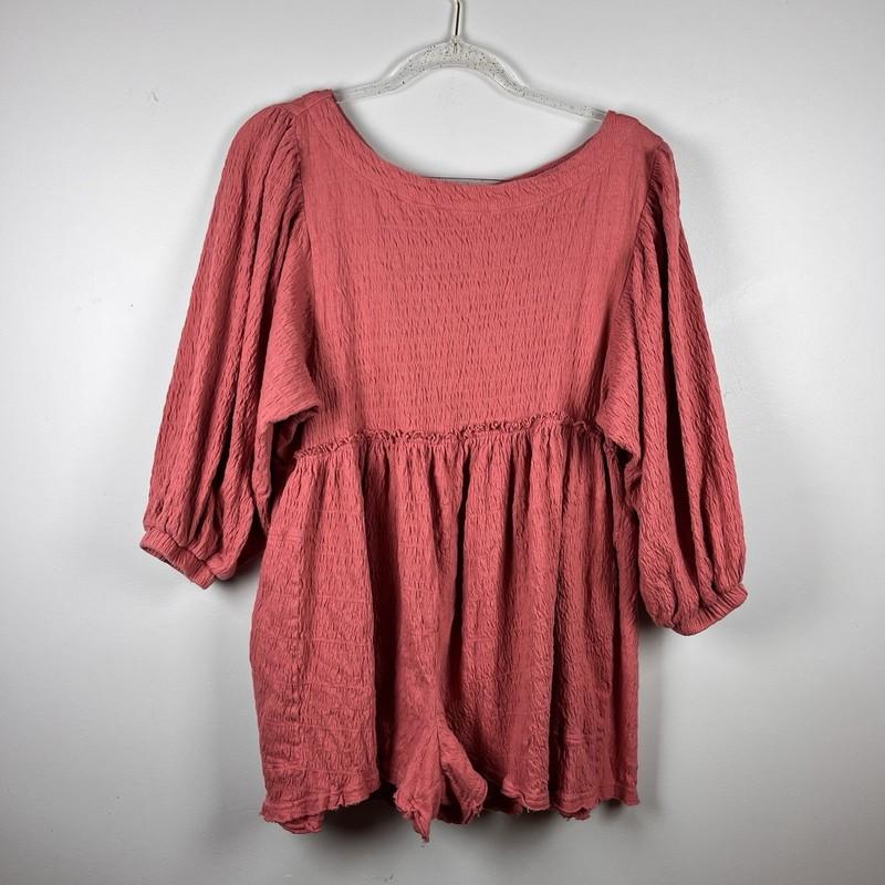 Free People Beach Beyond Obsessed Romper Gauze Smocked Ruby Dust Pink Medium